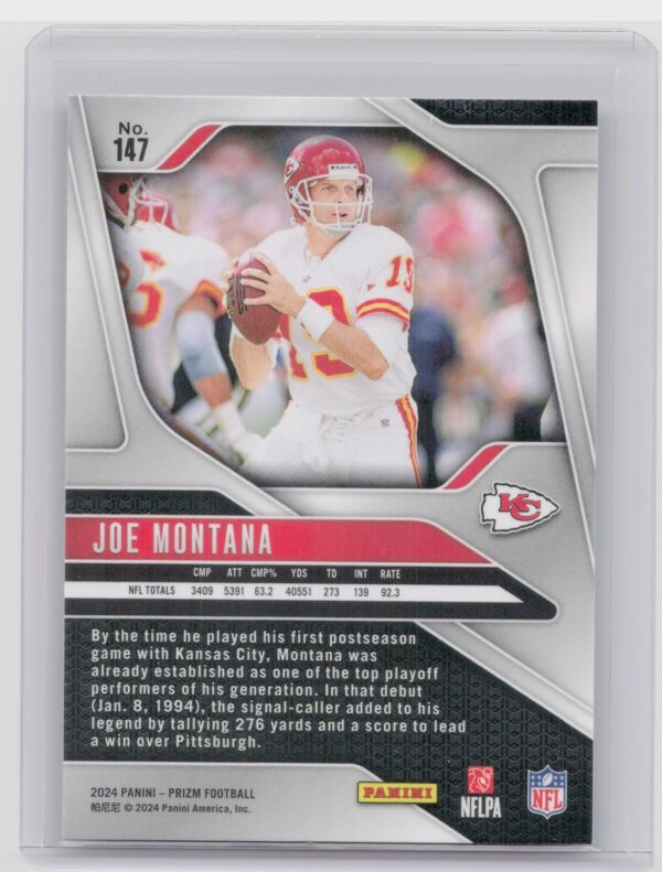 2024 Prizm Joe Montana 147 Chiefs - Image 3