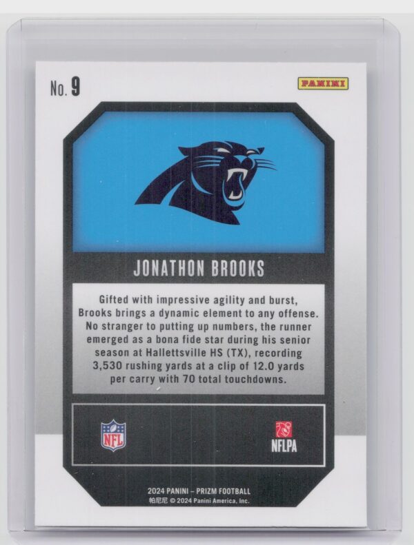 2024 Prizm Jonathon Brooks 9 Panthers Emergent - Image 3