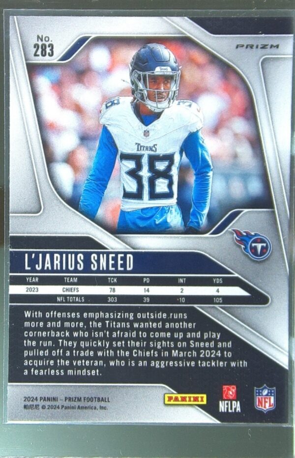 2024 Prizm L'Jarius Sneed Neon Green Pulsar 283 Titans - Image 3