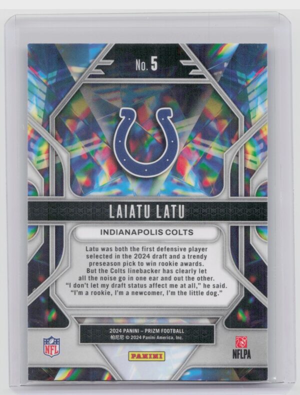 2024 Prizm Laiatu Latu RC 5 Colts Prizmatic - Image 3