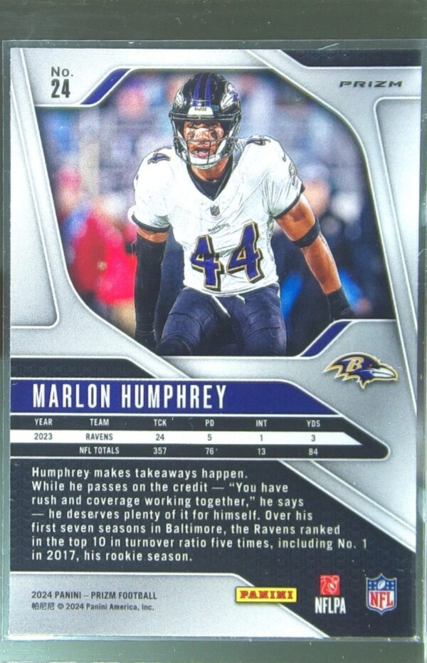 2024 Prizm Marlon Humphrey Green Wave 24 Ravens - Image 3