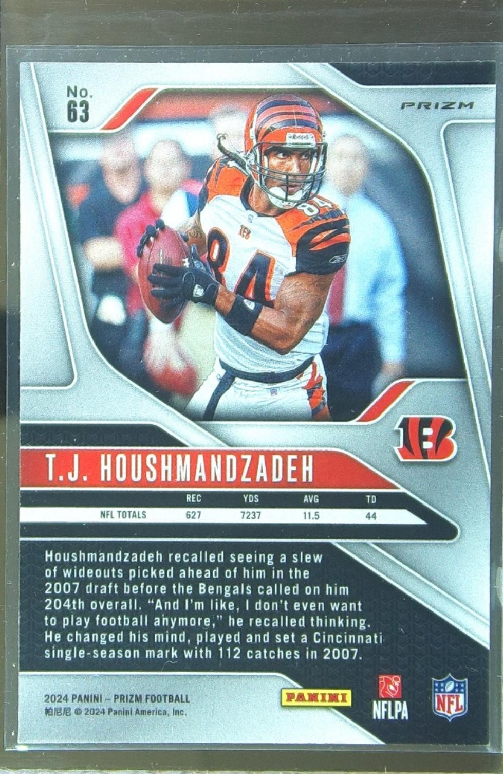 2024 Prizm T.J. Houshmandzadeh Pink 63 Bengals - Image 3