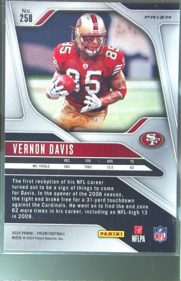 2024 Prizm Vernon Davis Green Wave 258 49ers - Image 3