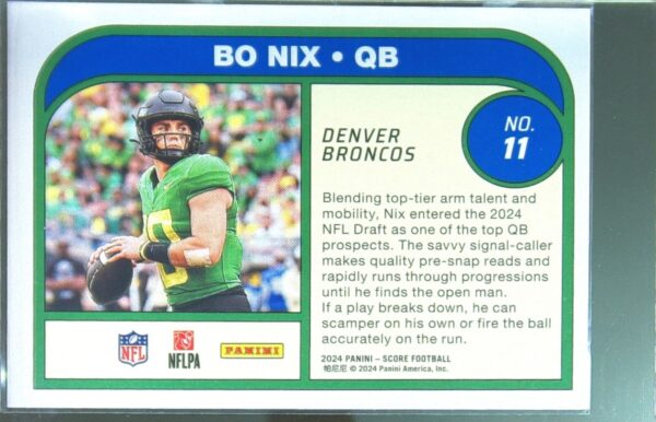 2024 Score Bo Nix RC #11 Broncos Protential - Image 3