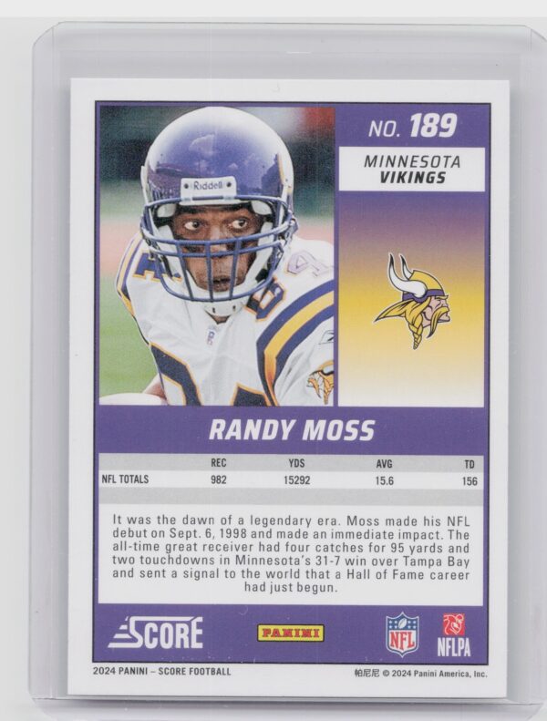 2024 Score Randy Moss #189 Vikings - Image 3