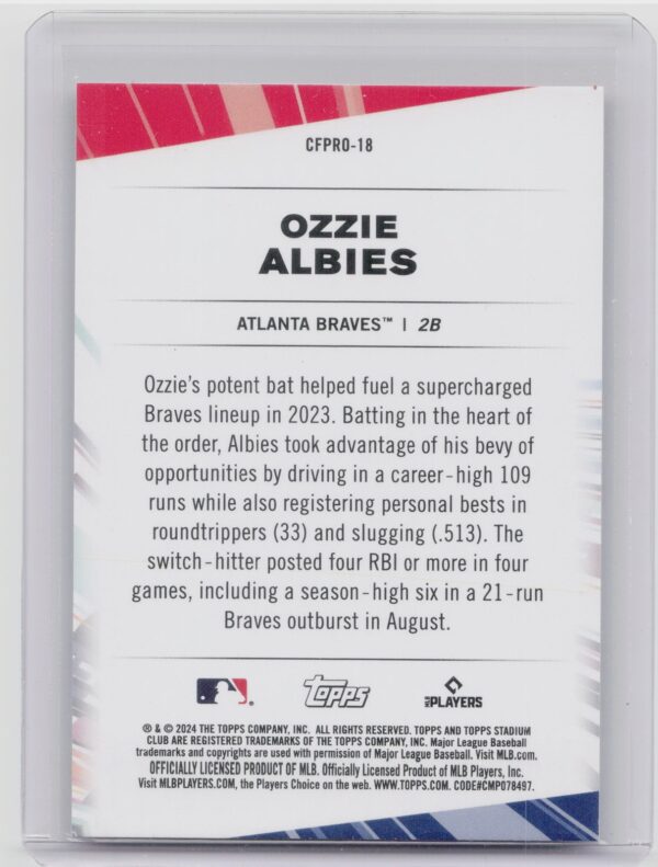 2024 Stadium Club Ozzie Albies #CFPRO-18 Braves Chief Fantasy Professionals - Image 3