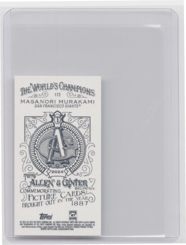2024 Topps Allen & Ginter Masanori Murakami Mini #172 Giants - Image 3