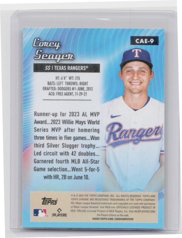 2024 Topps Chrome Corey Seager #CAE-9 Rangers Chrome All Etch - Image 3