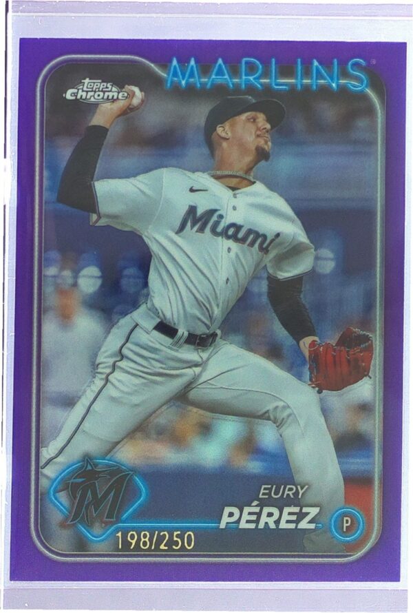 2024 Topps Chrome Eury Perez Purple Refractors /250 #6 Marlins