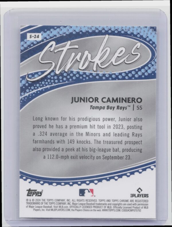 2024 Topps Chrome Junior Caminero #S-24 Rays Strokes - Image 3