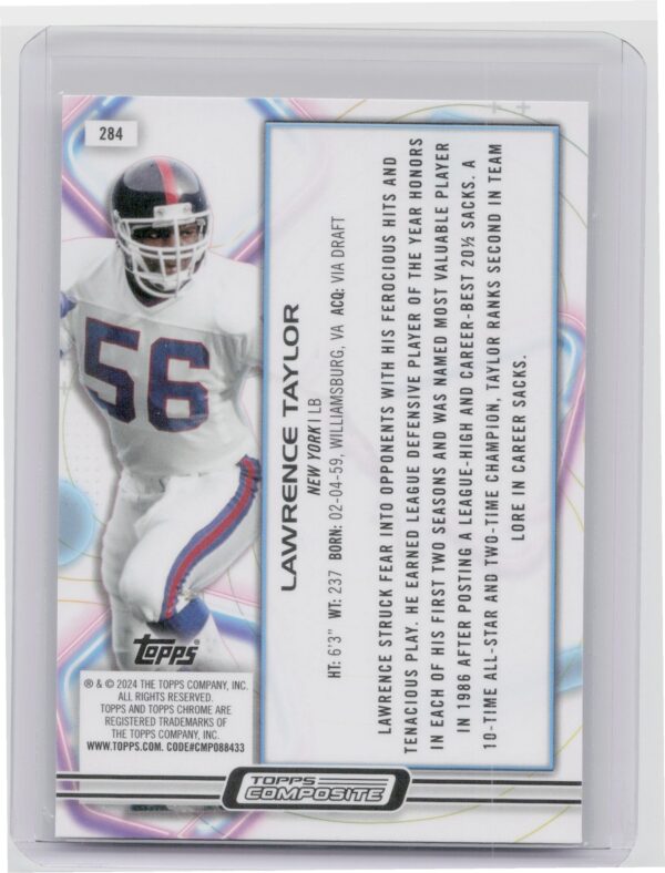 2024 Topps Chrome Lawrence Taylor #284 Giants - Image 3