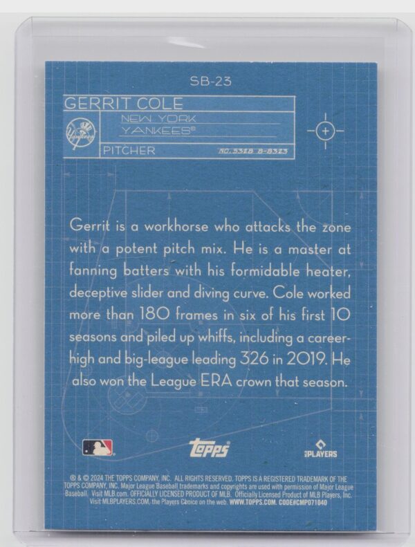 2024 Topps Gerrit Cole #SB-23 Yankees Superstar Blueprint - Image 3