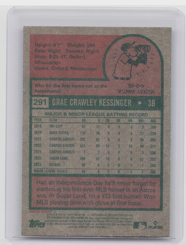 2024 Topps Heritage Mini Grae Kessinger RC #291 Astros - Image 3