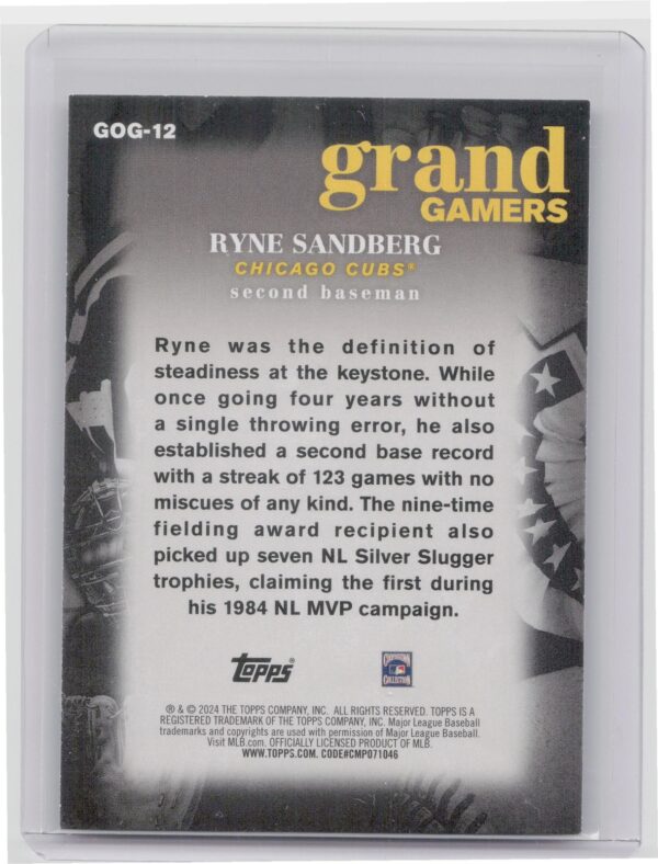2024 Topps Ryne Sandberg Grand Gamers #GOG-12 Cubs - Image 3