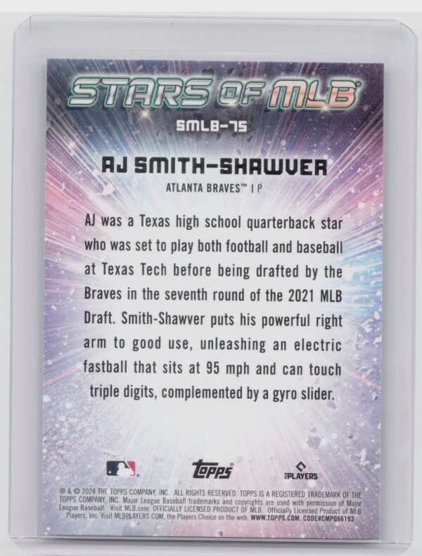 2024 Topps Update AJ Smith-Shawver #SMLB-75 Braves Stars of MLB - Image 3