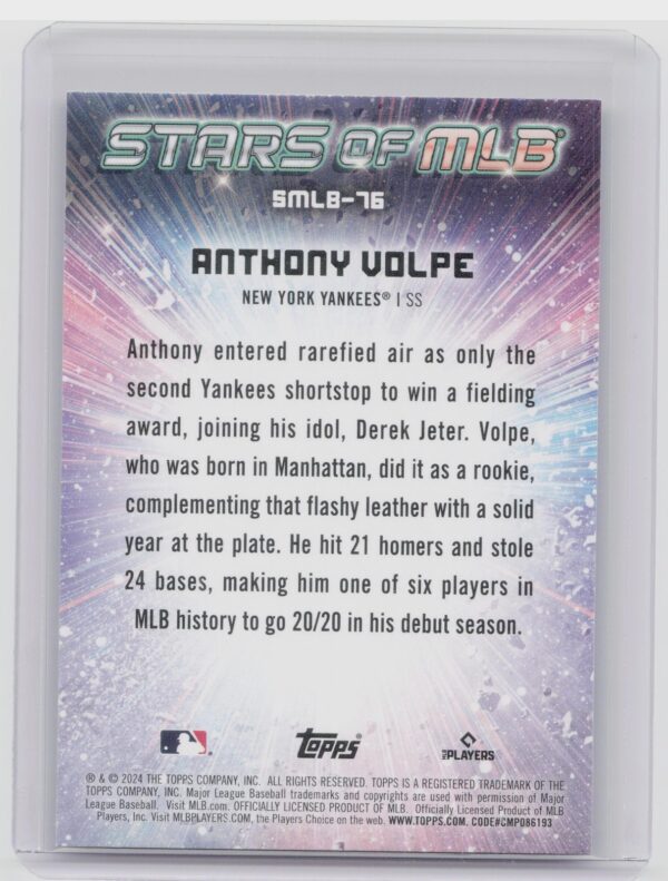 2024 Topps Update Anthony Volpe #SMLB-76 Yankees Stars of MLB - Image 3