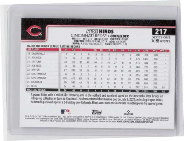 2025 Gypsy Queen Rece Hinds Diamante Foil #217 Reds - Image 3