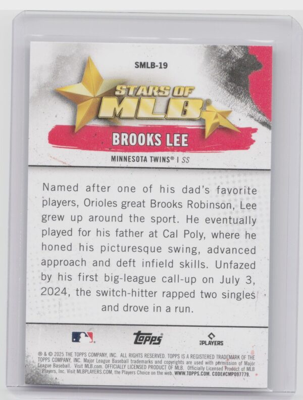2025 Topps Brooks Lee #SMLB-19 Twins Stars of MLB - Image 3