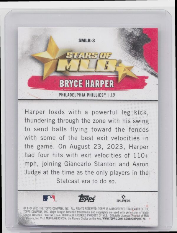 2025 Topps Bryce Harper #SMLB-3 Phillies Stars of MLB - Image 3