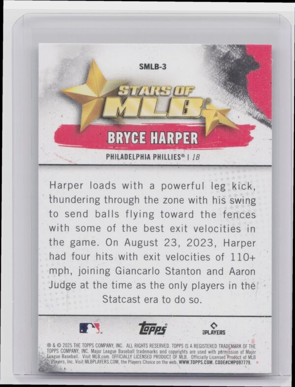 2025 Topps Bryce Harper #SMLB-3 Phillies Stars of MLB - Image 3
