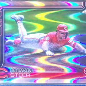 2025 Topps Chrome Spencer Steer Raywave Refractors #174 Reds