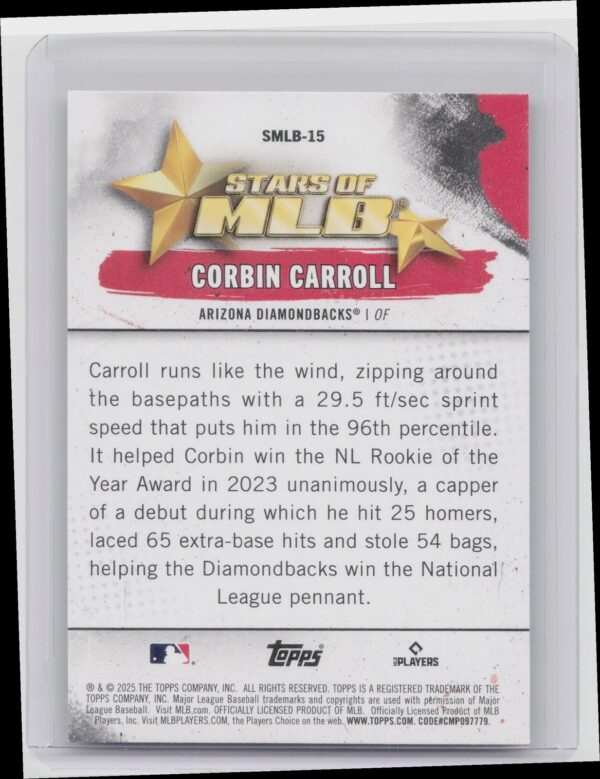 2025 Topps Corbin Carroll #SMLB-15 Diamondbacks Stars of MLB - Image 3