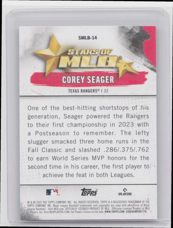 2025 Topps Corey Seager #SMLB-14 Rangers Stars of MLB - Image 3