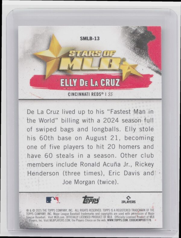 2025 Topps Elly de la Cruz #SMLB-13 Reds Stars of MLB - Image 3