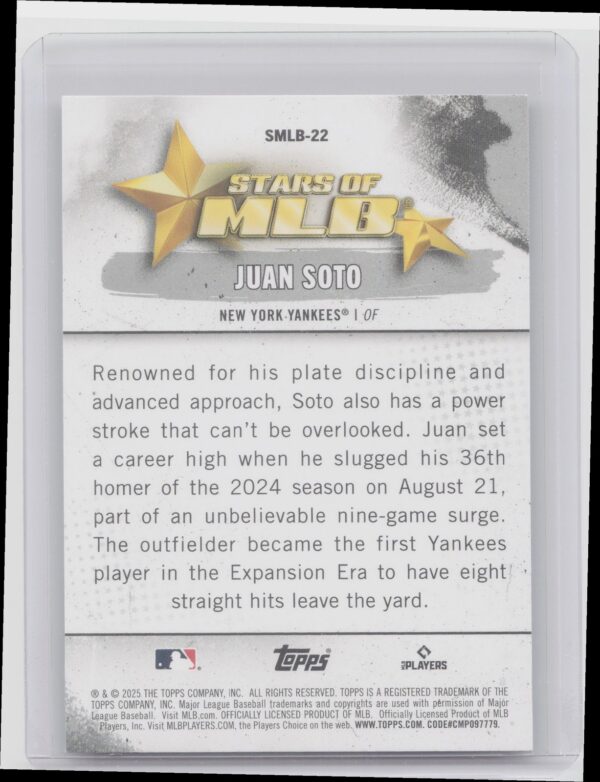 2025 Topps Juan Soto #SMLB-22 Yankees Stars of MLB - Image 3