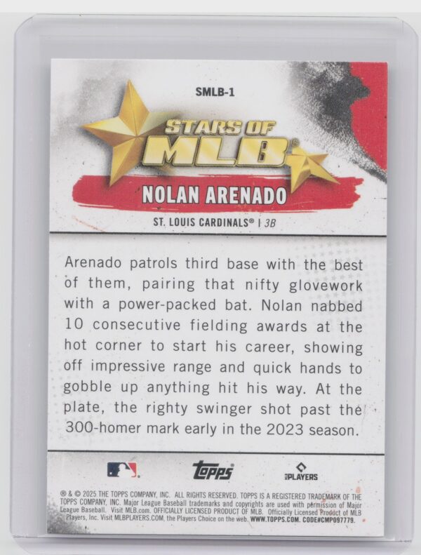 2025 Topps Nolan Arenado #SMLB-1 Cardinals Stars of MLB - Image 3
