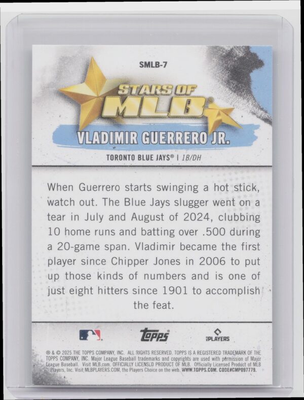 2025 Topps Vladimir Guerrero Jr. #SMLB-7 Jays Stars of MLB - Image 3