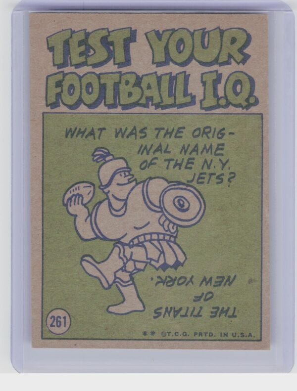 1972 Topps Greg Landry #261 Lions - Image 3