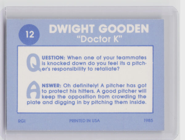 1985 Renata Galasso Dwight Gooden Dr. K Dwight Gooden #12 Mets - Image 3