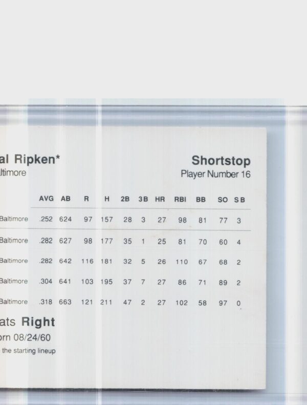 1988 Parker Brothers Starting Lineup Talking Baseball All-Stars Cal Ripken VAR # - Image 3