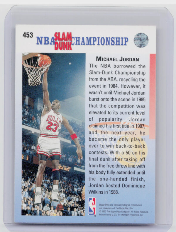 1992-93 Upper Deck Michael Jordan #453 Bulls - Image 3