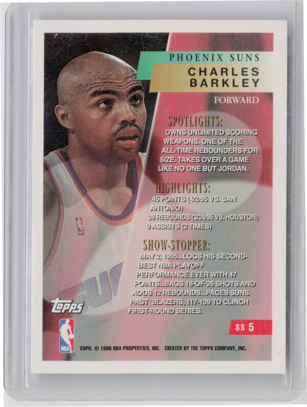 1995-96 Topps Charles Barkley #SS5 Suns Show Stoppers - Image 3