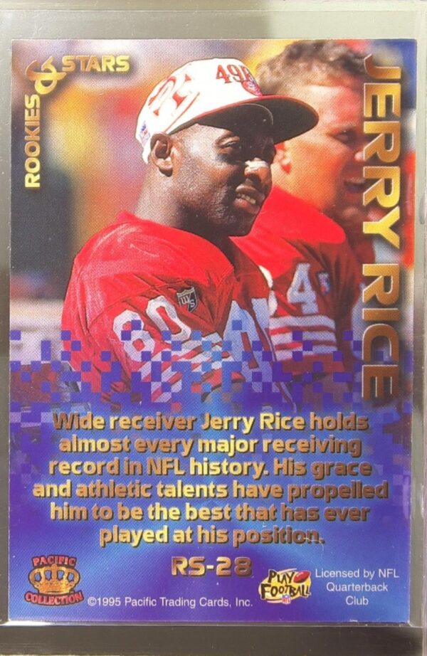 1995 Pacific Triple Folder Jerry Rice #RS-28 49ers Rookies and Stars Blue - Image 3