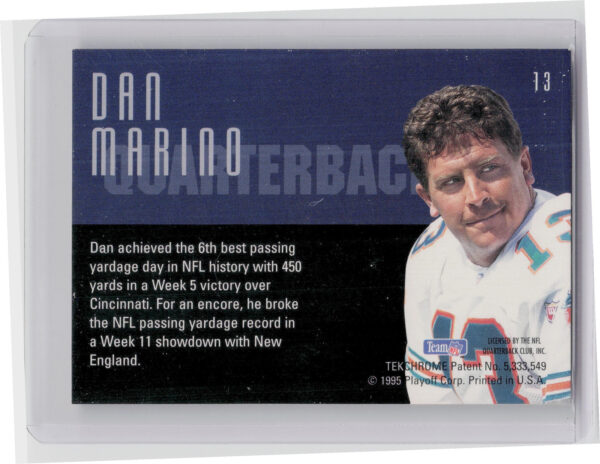 1995 Playoff Contenders Dan Marino #13 Dolphins - Image 3