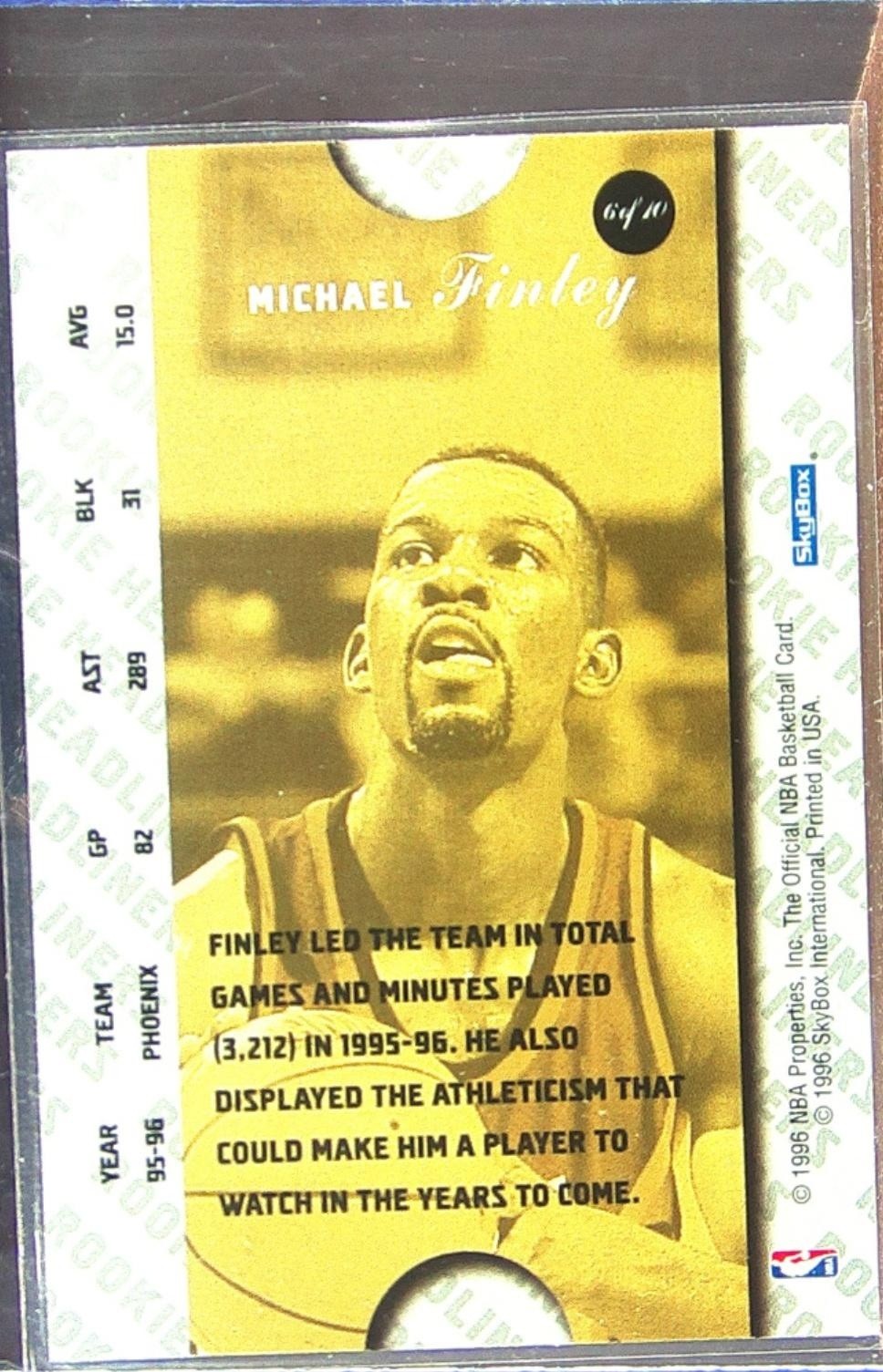 1996-97 Hoops Michael Finley #6 Suns Rookie Headliners - Image 3