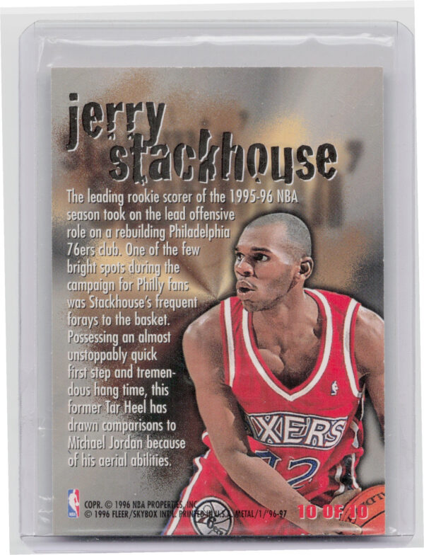 1996-97 Metal Jerry Stackhouse #10 76ers Steel Slammin' - Image 3
