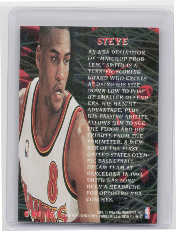 1996-97 Metal Steve Smith #6 Hawks Metal Edge - Image 3