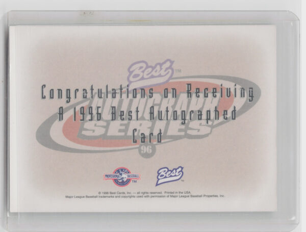 1996 Best Mike Thurman AU #NNO Polecats Autographs - Image 3