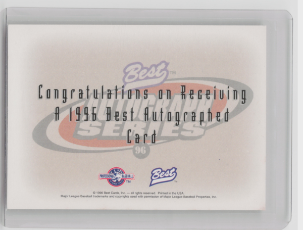 1996 Best Scott Spiezio AU #NNO Stars Autographs - Image 3