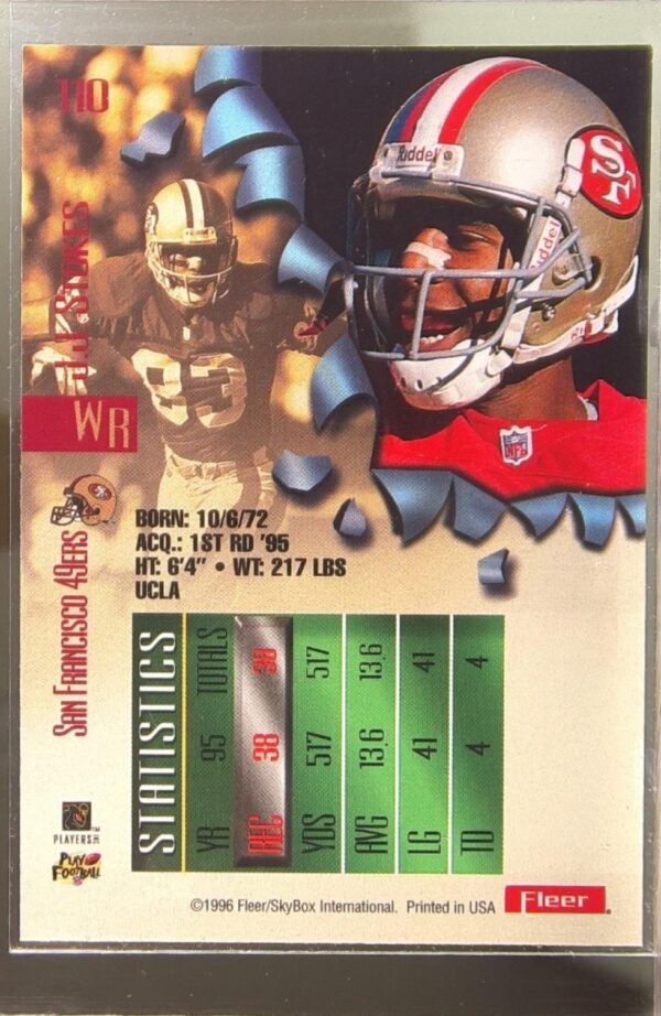 1996 Fleer Metal J.J. Stokes #110 49ers - Image 3