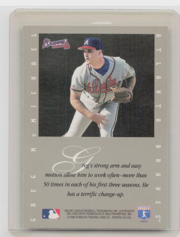1996 Leaf Signature Series Greg McMichael AU #NNO Braves Extended Series Autogra - Image 3