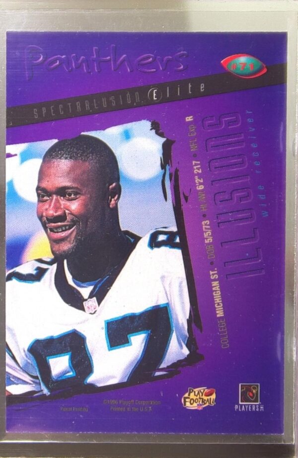 1996 Playoff Illusions Muhsin Muhammad Spectralusion Elite #71 Panthers - Image 3