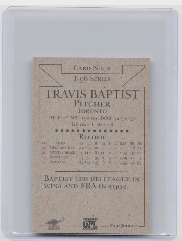 1996 Signature Rookies Old Judge Travis Baptist AU SN6000 #2 Chiefs Signatures - Image 3