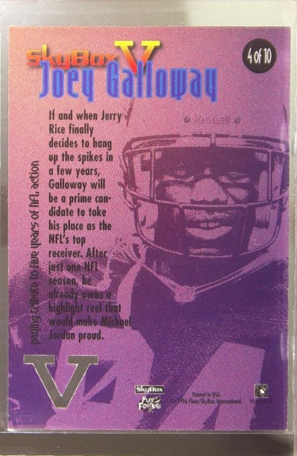 1996 SkyBox Premium Joey Galloway #4 Seahawks SkyBox V - Image 3