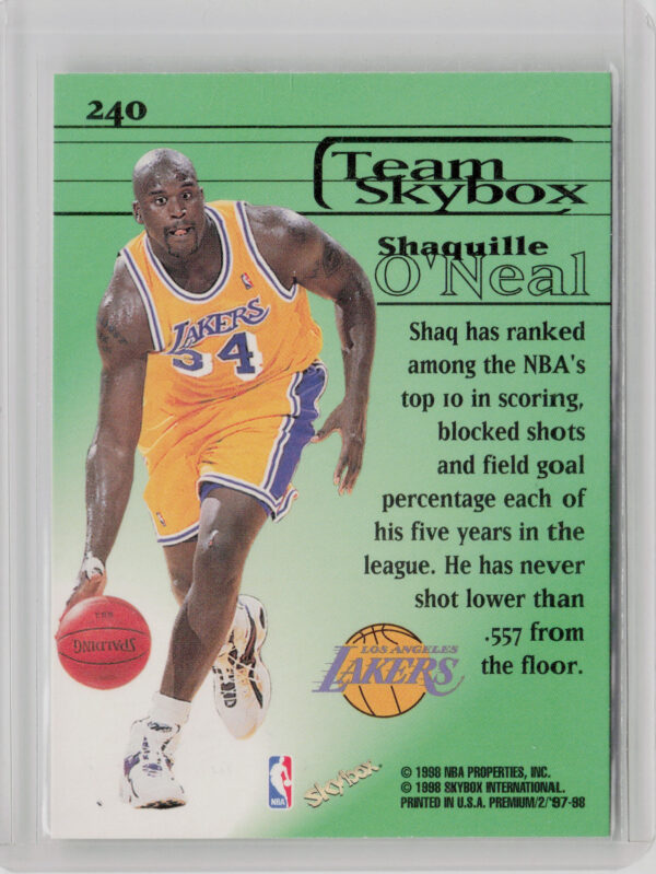 1997-98 SkyBox Premium Shaquille O'Neal #240 Lakers - Image 3
