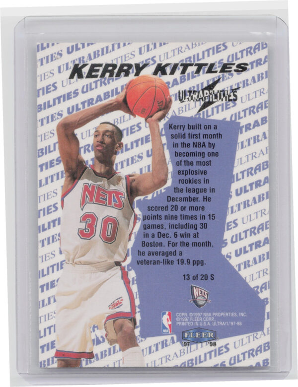 1997-98 Ultra Kerry Kittles #13 S Nets Ultrabilities Starter - Image 3
